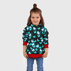 Толстовка-худи детская Бабочки, цвет: 3D-красный — фото 2