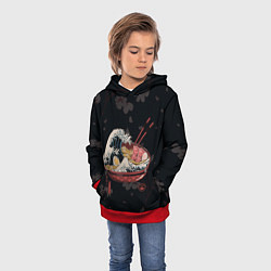 Толстовка-худи детская Сакура и рамен, цвет: 3D-красный — фото 2
