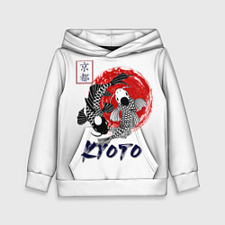 Толстовка-худи детская Карпы Кои Киото, цвет: 3D-белый