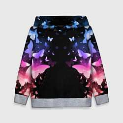 Толстовка-худи детская ЯРКИЕ БАБОЧКИ, цвет: 3D-меланж