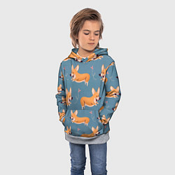 Толстовка-худи детская Корги с бабочкой, цвет: 3D-меланж — фото 2