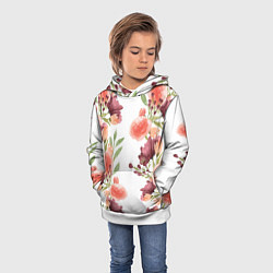 Толстовка-худи детская Цветы на белом, цвет: 3D-белый — фото 2