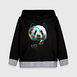 Толстовка-худи детская Панда и мыльный пузырь, цвет: 3D-меланж