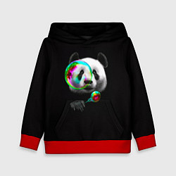 Толстовка-худи детская Панда и мыльный пузырь, цвет: 3D-красный