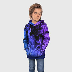 Толстовка-худи детская ОГОНЬ, цвет: 3D-синий — фото 2