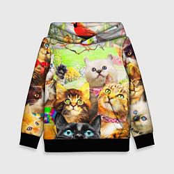 Толстовка-худи детская КОТЫ, цвет: 3D-черный