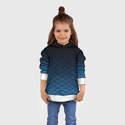 Толстовка-худи детская Узор круги темный синий, цвет: 3D-белый — фото 2