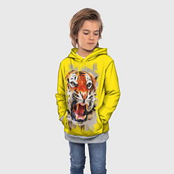 Толстовка-худи детская Оскал тигра, цвет: 3D-меланж — фото 2