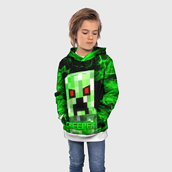 Толстовка-худи детская MINECRAFT CREEPER, цвет: 3D-белый — фото 2