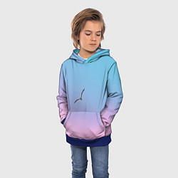 Толстовка-худи детская Чайки птицы полет градиент, цвет: 3D-синий — фото 2
