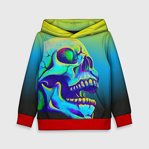 Детская толстовка Neon skull / 3D-Красный – фото 1