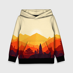 Толстовка-худи детская Горы закат пейзаж лиса арт, цвет: 3D-черный