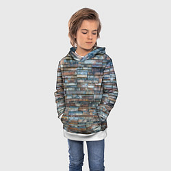 Толстовка-худи детская СТЕНА КИРПИЧ, цвет: 3D-белый — фото 2