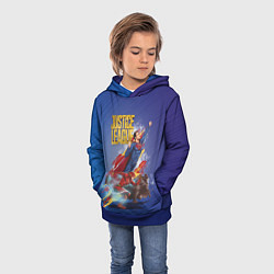 Толстовка-худи детская Justice League, цвет: 3D-синий — фото 2