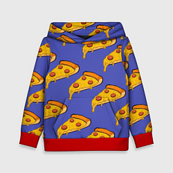 Толстовка-худи детская Кусочки пиццы, цвет: 3D-красный