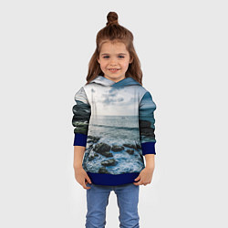 Толстовка-худи детская Море, цвет: 3D-синий — фото 2