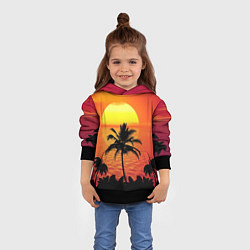 Толстовка-худи детская Пальмы на фоне моря, цвет: 3D-черный — фото 2