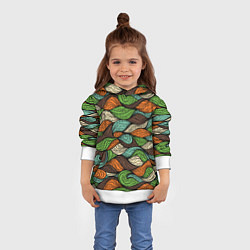 Толстовка-худи детская Абстрактные волны, цвет: 3D-белый — фото 2