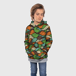 Толстовка-худи детская Абстрактные волны, цвет: 3D-меланж — фото 2
