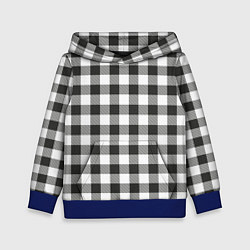 Толстовка-худи детская Черно-белая клетка, цвет: 3D-синий