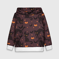 Толстовка-худи детская Хэллоуиновский кот, цвет: 3D-белый
