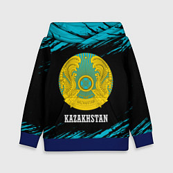 Толстовка-худи детская KAZAKHSTAN КАЗАХСТАН, цвет: 3D-синий