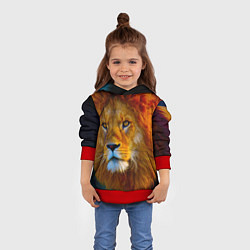Толстовка-худи детская Лев 3D, цвет: 3D-красный — фото 2