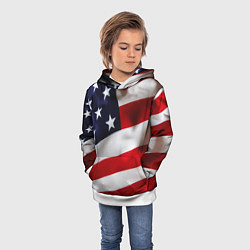 Толстовка-худи детская США USA, цвет: 3D-белый — фото 2