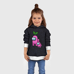 Толстовка-худи детская Among us Pink kid Pink, цвет: 3D-белый — фото 2