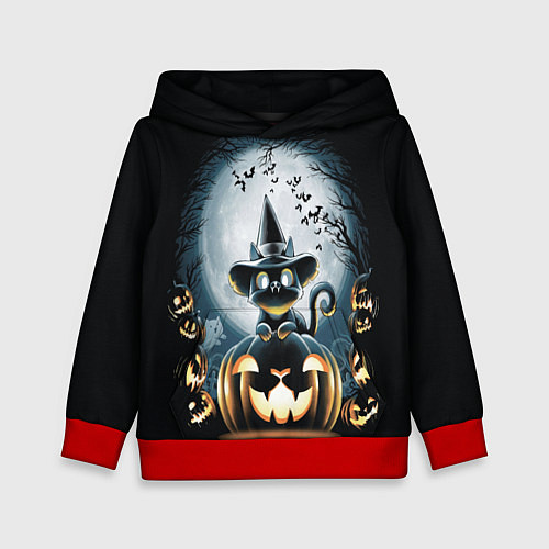 Детская толстовка Хэллоуин Кот / 3D-Красный – фото 1