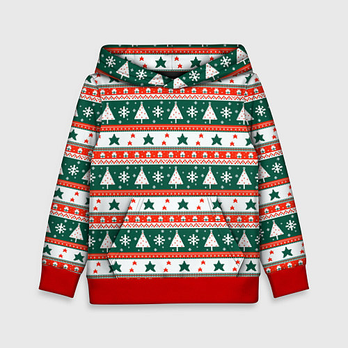 Детская толстовка Новогодний орнамент / 3D-Красный – фото 1