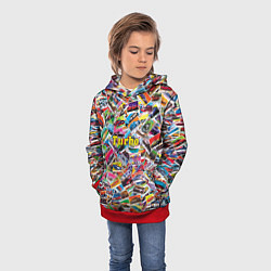 Толстовка-худи детская Коллекция вкладышей Turbo, цвет: 3D-красный — фото 2