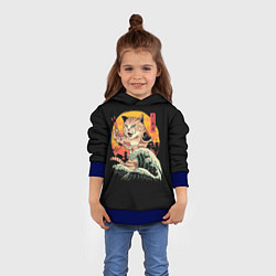 Толстовка-худи детская Японский кот, цвет: 3D-синий — фото 2