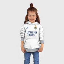 Толстовка-худи детская REAL MADRID, домашняя 2021, цвет: 3D-меланж — фото 2