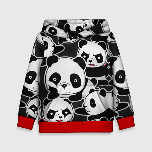 Детская толстовка Смешные панды / 3D-Красный – фото 1