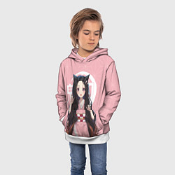 Толстовка-худи детская Nezuko, цвет: 3D-белый — фото 2