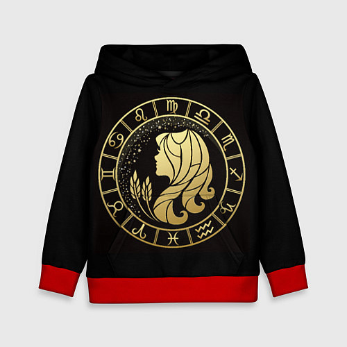 Детская толстовка Дева в золотом стиле / 3D-Красный – фото 1