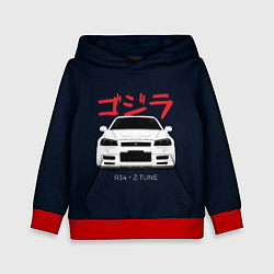 Толстовка-худи детская Skyline R34 Z-Tune, цвет: 3D-красный
