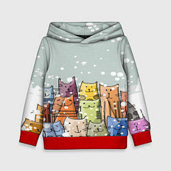 Толстовка-худи детская Котики, цвет: 3D-красный