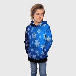Толстовка-худи детская Новый Год Снежинки, цвет: 3D-черный — фото 2