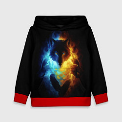Толстовка-худи детская Волки в огне, цвет: 3D-красный