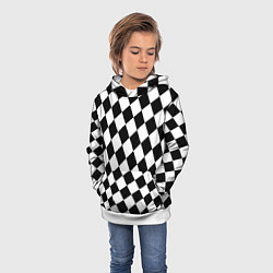 Толстовка-худи детская Клетки, цвет: 3D-белый — фото 2