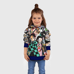 Толстовка-худи детская Клинок рассекающий демонов, цвет: 3D-синий — фото 2