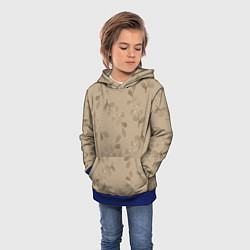 Толстовка-худи детская Листья на бежевом фоне, цвет: 3D-синий — фото 2