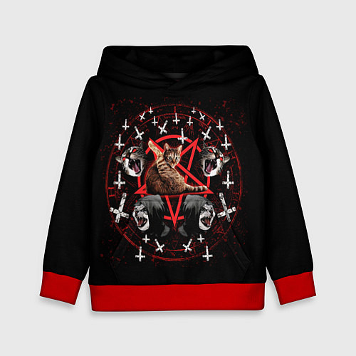 Детская толстовка Satanic Cat / 3D-Красный – фото 1