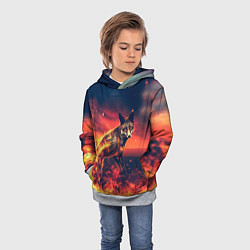 Толстовка-худи детская Огненная лиса, цвет: 3D-меланж — фото 2