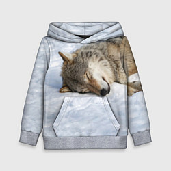 Толстовка-худи детская Спящий Волк, цвет: 3D-меланж