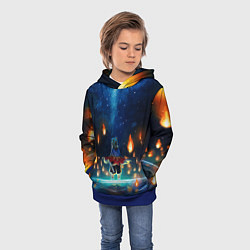 Толстовка-худи детская Ренгоку Кёджуро Клинок демонов, цвет: 3D-синий — фото 2