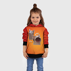 Толстовка-худи детская Cat Pop Мем, цвет: 3D-черный — фото 2