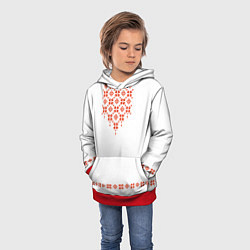 Толстовка-худи детская Белорусская вышиванка, цвет: 3D-красный — фото 2